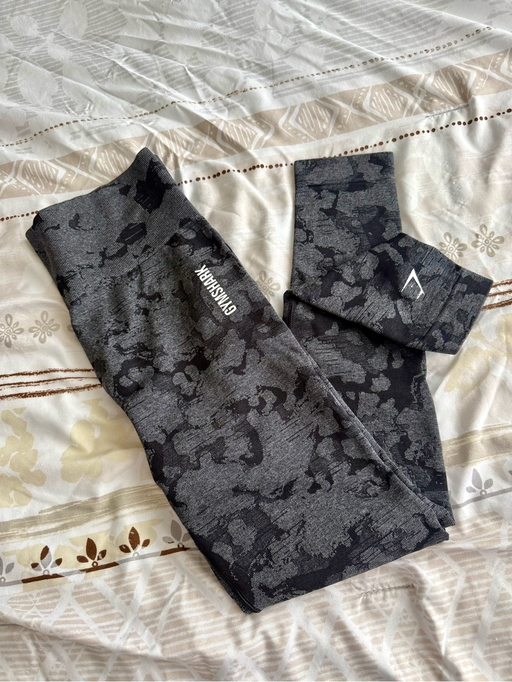 Gymshark Black & Gray Camo-Print Leggings